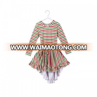 Fashionable Kids Girls Striped Christmas High-low Dress