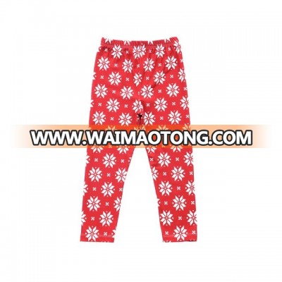 Newest Baby Girls White Snow Flake Print Red Leggings Pants